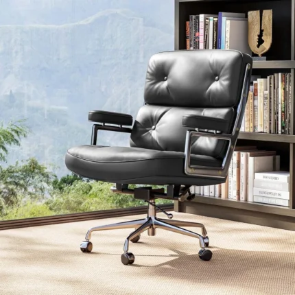 Mid Back Genuine Leather Home Office Chair